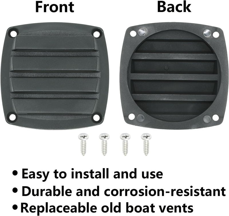 LTEMG Marine Louvered Nylon Boat Vent,Black Plastic Square Air Vent,Free Stainless Steel Screws(2 Pcs) - Image 5